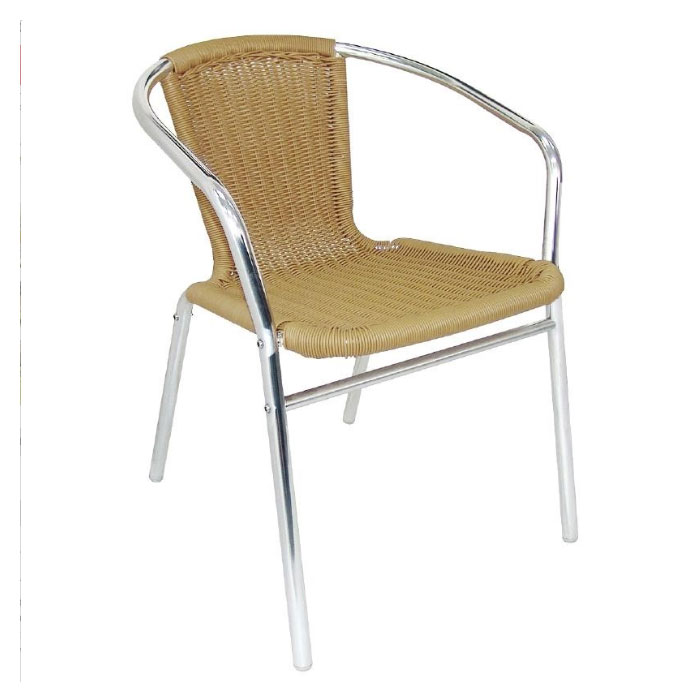 aluminium en rotan stoel naturel