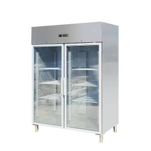 RVS koelkast met glazen deuren GN2/1 1400-1333 Liter -2° tot +8° C