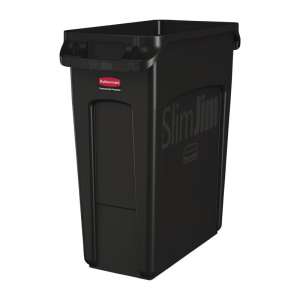 Rubbermaid Slim Jim afvalbak met ventilatiekanalen zwart 60 liter
