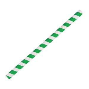 Fiesta Compostable groen/wit gestreepte papieren smoothierietjes 21cm (250 stuks)