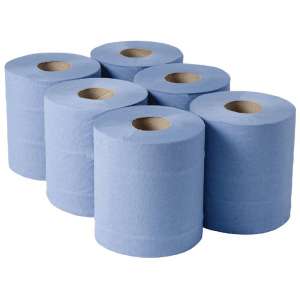 Jantex centrefeed 2-laags handdoekrollen blauw 120m (6 stuks)
